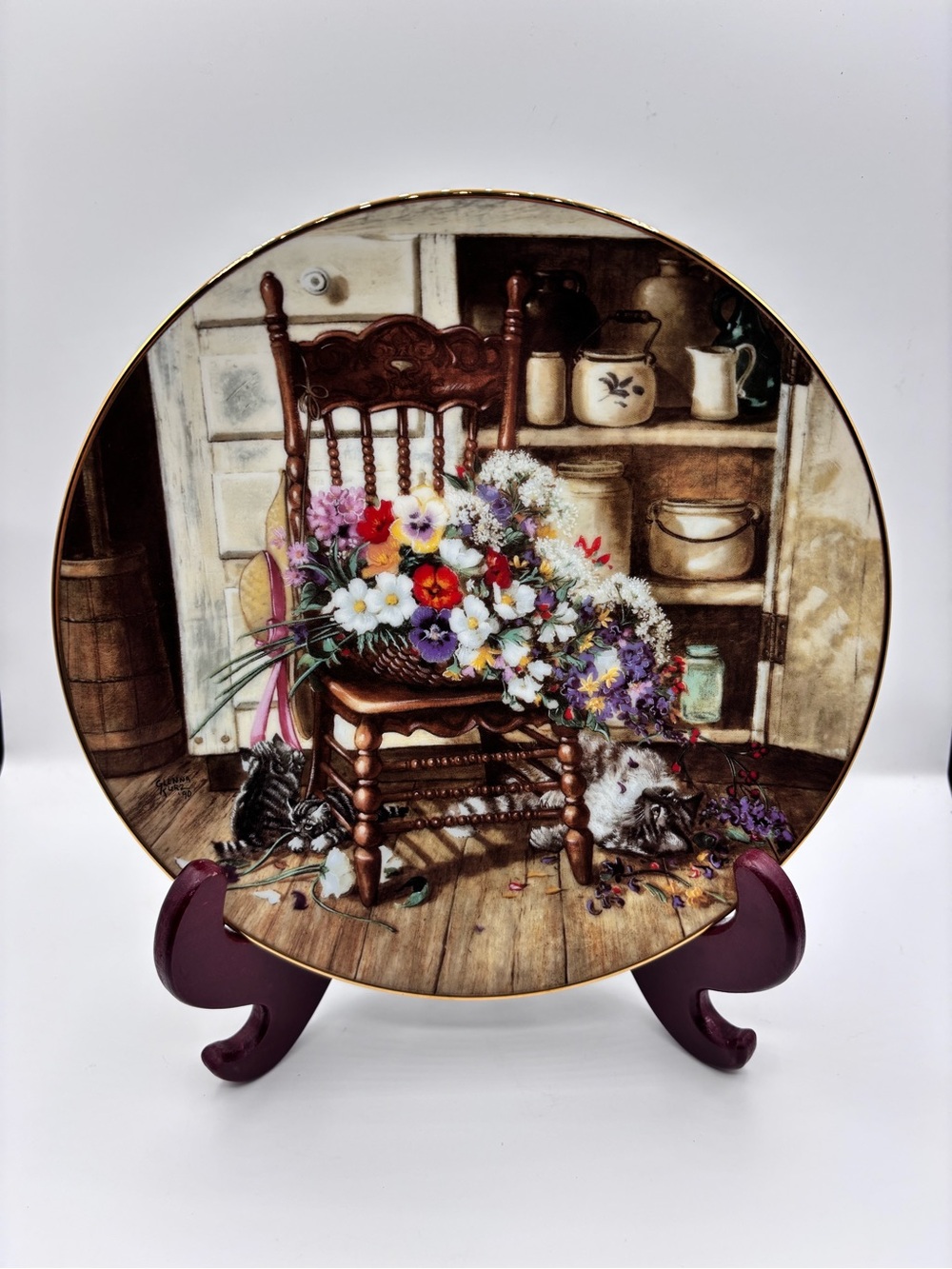 Country Cuttings Plate - WS George Fine China with COA - Glenna Kurz Artist